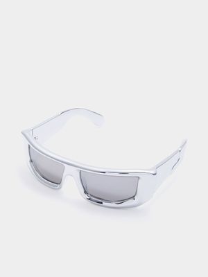 Women's Silver Square Sunglasses