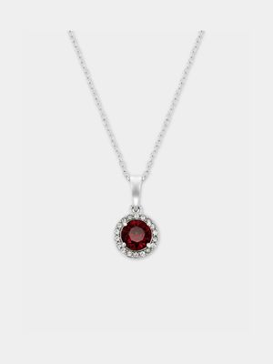 Sterling Silver Crystal Women's July Birthstone Pendant Necklace
