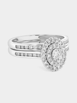 White Gold 0.4ct Lab Grown Diamond Oval Halo Twinset Ring