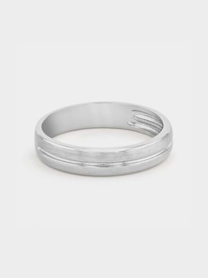Sterling Silver Men's Brushed Indent Centre Ring