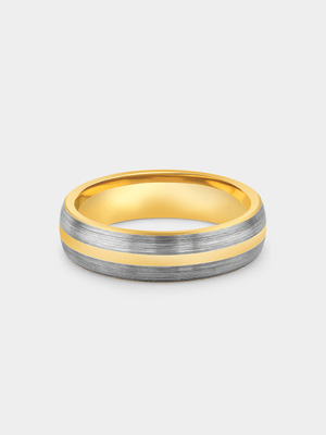 Tungsten Gold Plated Men’s Centre Stripe Ring