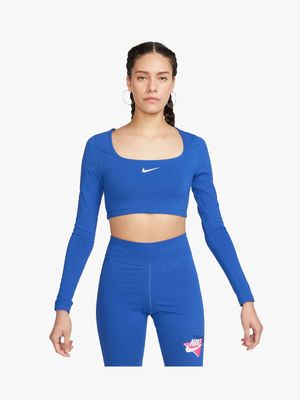 Nike Women's Nsw Blue Crop Top