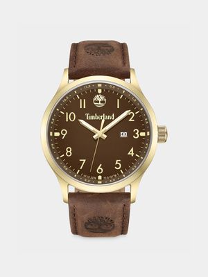 Timberland Trumbull Gold Plated Brown Dial Brown Leather Watch