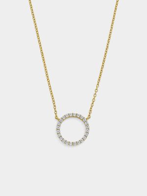 Gold Plated Sterling Silver Cubic Zirconia Circle Necklace