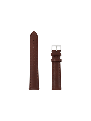 Strapology Stainless Steel & Brown Padded Leather Watch Strap