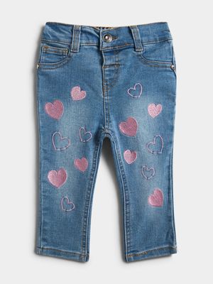Jet Toddler Girl Heart Denim Pants in Blue