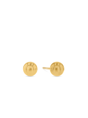 Yellow Gold, Plain +-5mm Full Ball Round Stud Earrings
