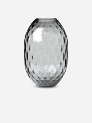 Quilt Pattern Oval Glass Vase Short 29 x 19cm