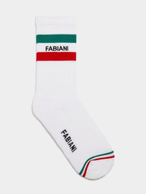 Fabiani Men's Tri Stripe White Shaft Socks  S23