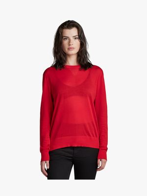 G-Star Women's Red Core Round Neck Knitted Sweater