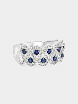 White Gold 0.25ct Diamond & Created Blue Sapphire Starry Night Ring