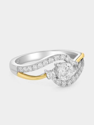 Yellow Gold & Sterling Silver Moissanite Trilogy Embrace Ring