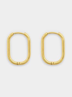 Gold Tone Stainless Steel 16mm Oval  Hoops