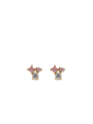 Gold-Toned Sterling Silver & Cubic Zirconia Cluster Stud Earrings
