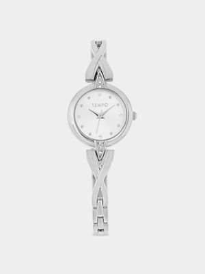 Tempo Ladies Silver Toned Bangle Watch