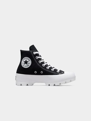 Womens Chuck Taylor All Star Lugged Canvas Black/White Hi-Top Sneakers