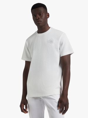 Fabiani Men's Crosshatch Textured White T-Shirt