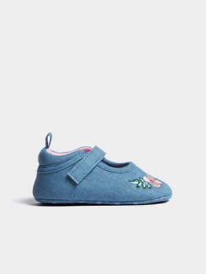 Jet Infant Girls Denim Flower Pump Toddler Shoes