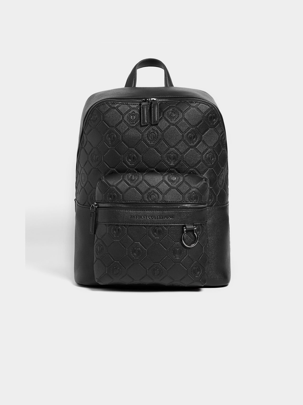 Fabiani Men's Embossed Monogram Black Backpack - Bash.com