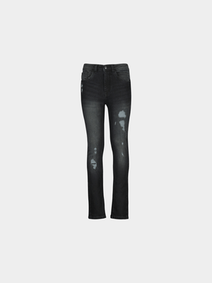 Younger Boy's Black Rip & Repair Jeans