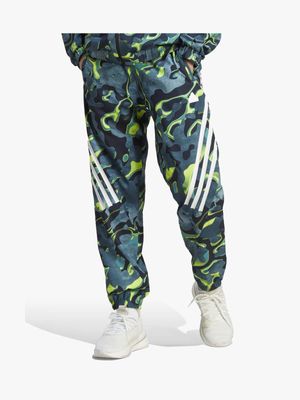 Mens adidas Teal All Over Print Future Icons Pants