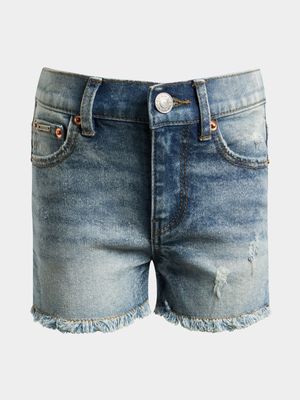 Younger Girls Frayed Hem Denim Shorts