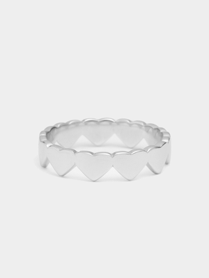 Sterling Silver Solid Heart Eternity Ring