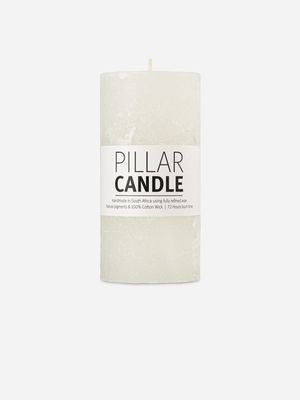 pillar candle rustic white 7.3x15cm