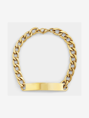 Stainless Steel Gold Plated Curb ID Bracelet