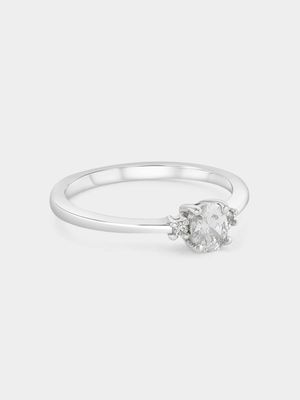 Sterling Silver Cubic Zirconia Oval Trilogy Promise Ring