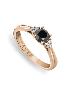 Rose Gold 0.73ct Black & White Diamond Trilogy Ring