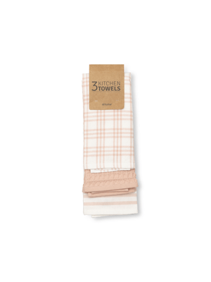 kitchen towel soft pink terry & waffle 3pack