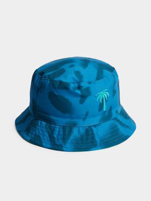 Boy's Blue Tie Dye & Green Reversible Bucket Hat