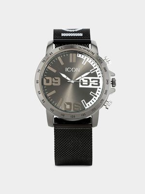 Icon Men’s Black Plated Mesh Watch