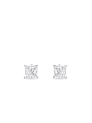 Classic Sterling Silver Square Cubic Zirconia Stud Earrings
