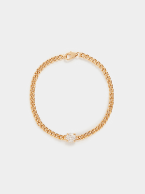 18ct Gold Plated Chain with Centered Round CZ Detail