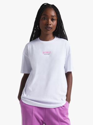 Redbat Athletics Women's White Relaxed Graphic T-Shirt