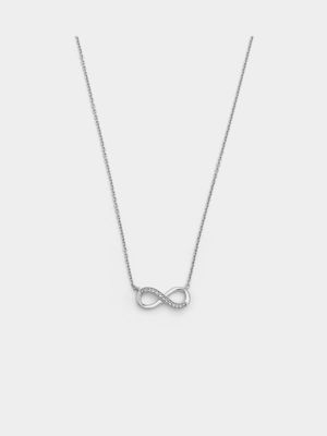Sterling Silver Diamond & Created White Sapphire Infinity Pendant