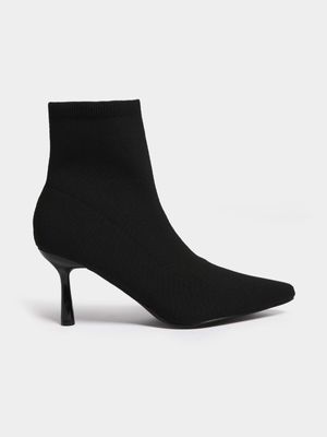 Women's Black Knit Sock Boot