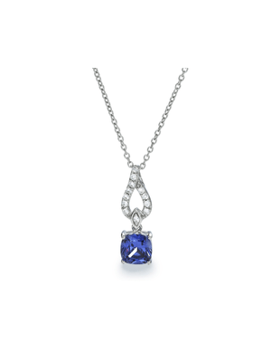 Sterling Silver Blue Cushion Pendant