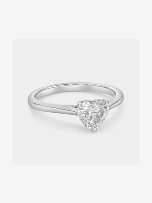 White Gold 1ct Lab Grown Diamond Solitaire Heart Ring