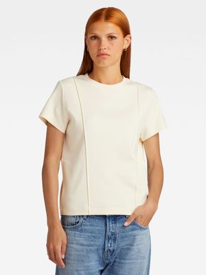 G-Star Women's Pintucked Tapered Cream T-Shirt