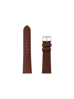 Strapology Stainless Steel & Brown Calf-Style Leather Watch Strap