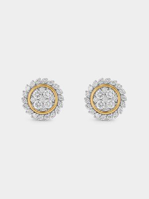Yellow Gold 0.4ct Lab Grown Diamond Round Halo Stud Earrings