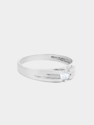Sterling Silver April Birthstone CZ White Pinky Ring