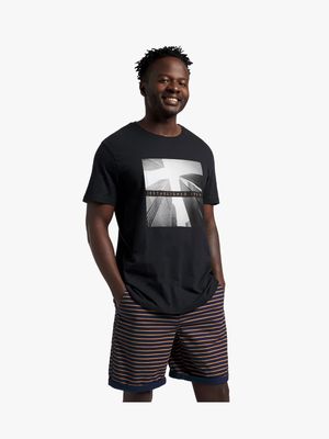 Men's Navy Stripe Print Chino Shorts