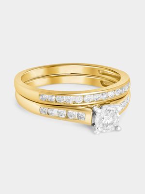 Yellow Gold 0.47ct Diamond Illusion Solitaire Twinset Ring Valued at R29999