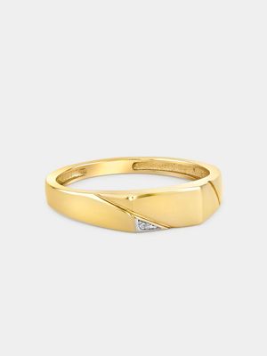 Yellow Gold Diamond Rectangle Accent Ring