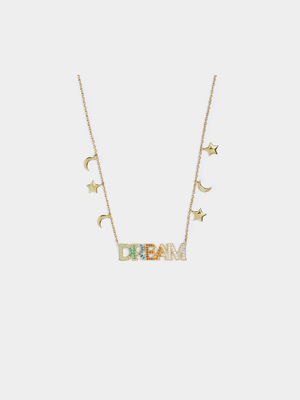18ct Gold Plated Rainbow Dream Script Necklace