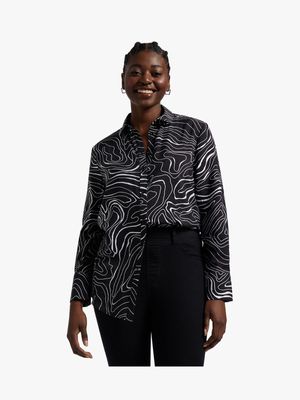 Women's Black Swirl Print Shirt